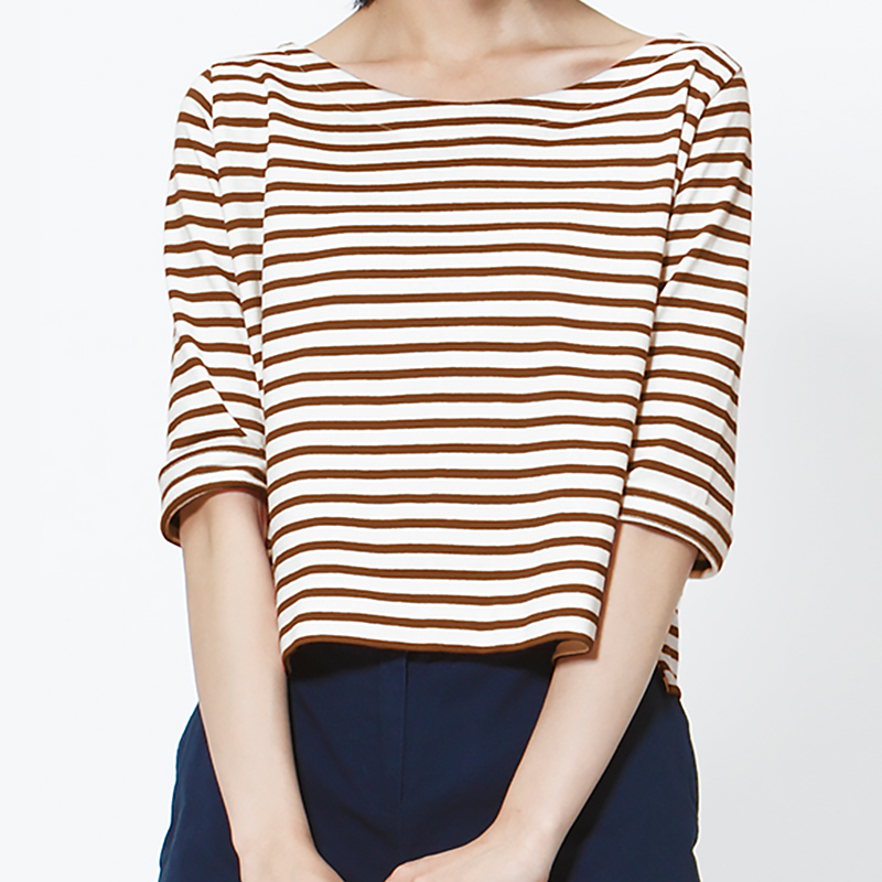 七分袖ボーダーTシャツ