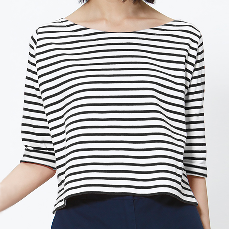 七分袖ボーダーTシャツ